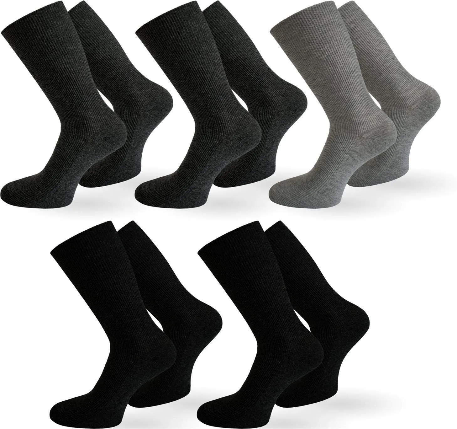 10 Pairs of Men's Diabetic-Friendly Health Socks - Designed Without Rubber for Added Comfort