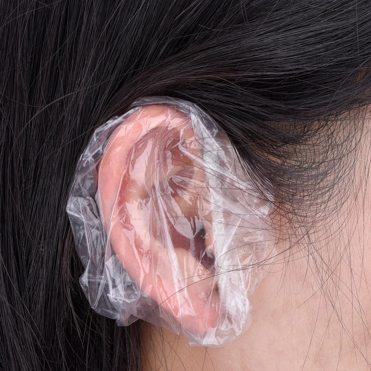 100 Pack Clear Disposable Ear Protectors Waterproof Ear Covers for Hair Dye, Shower, Bathing