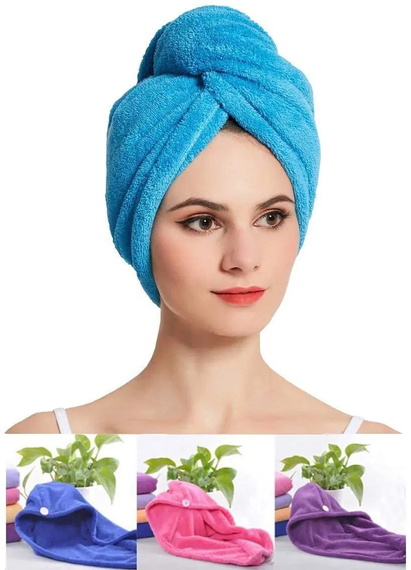 1408 Quick Turban Hair-Drying Absorbent Microfiber Towel / Dry Shower Caps