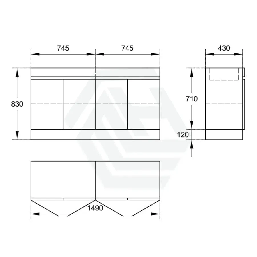 4-Door 1500/1800mm Freestanding Bathroom Vanity Kickboard Double Multi-Colour Cabinet Only