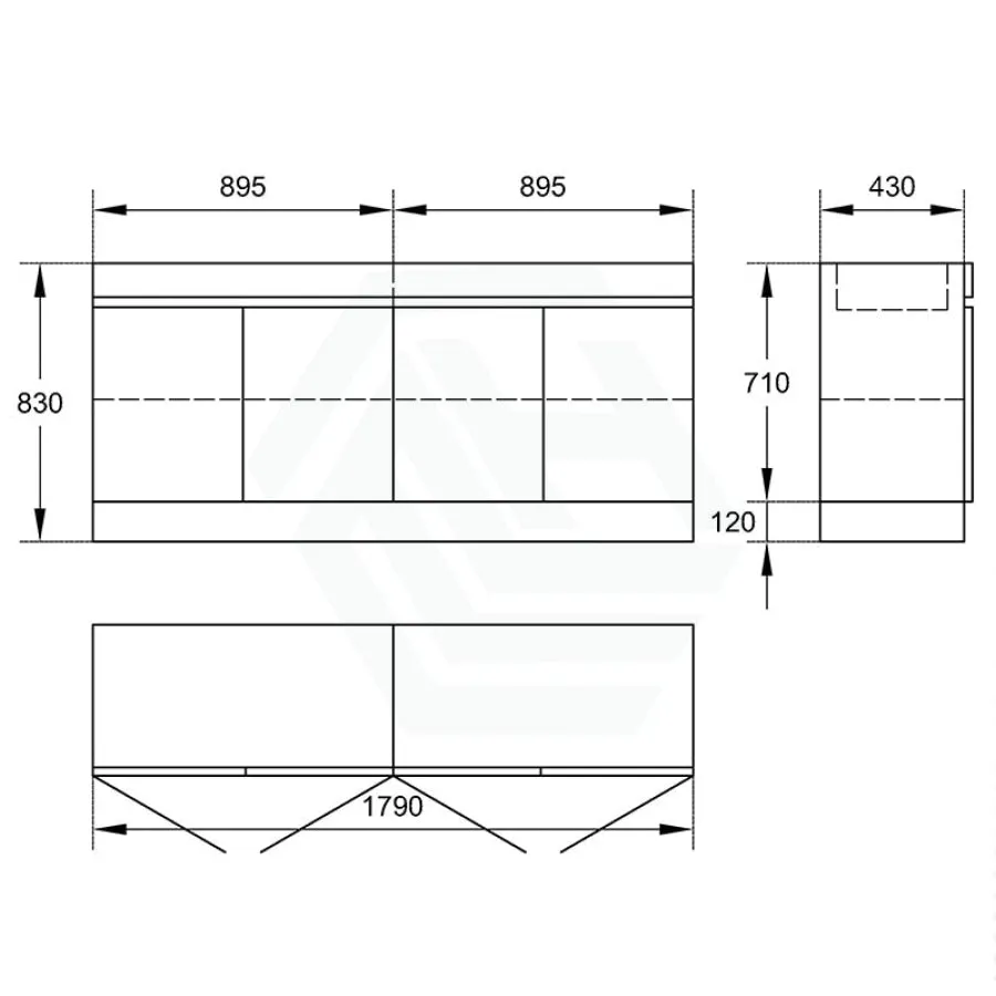 4-Door 1500/1800mm Freestanding Bathroom Vanity Kickboard Double Multi-Colour Cabinet Only