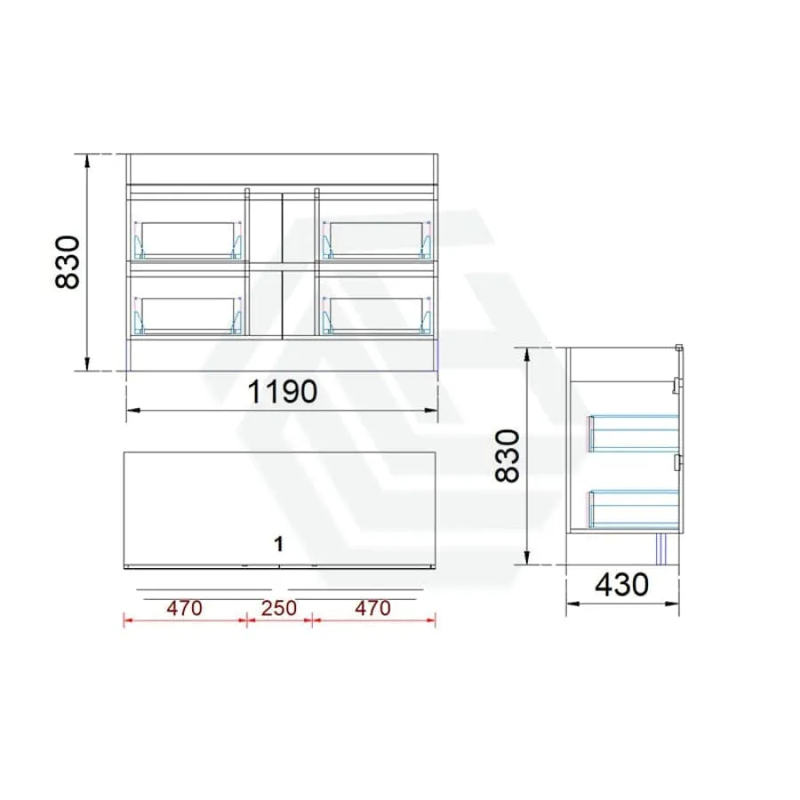 4-Drawer 1200/1500/1800mm Freestanding Bathroom Vanity Kickboard Single/Double Multi-Colour Cabinet Only