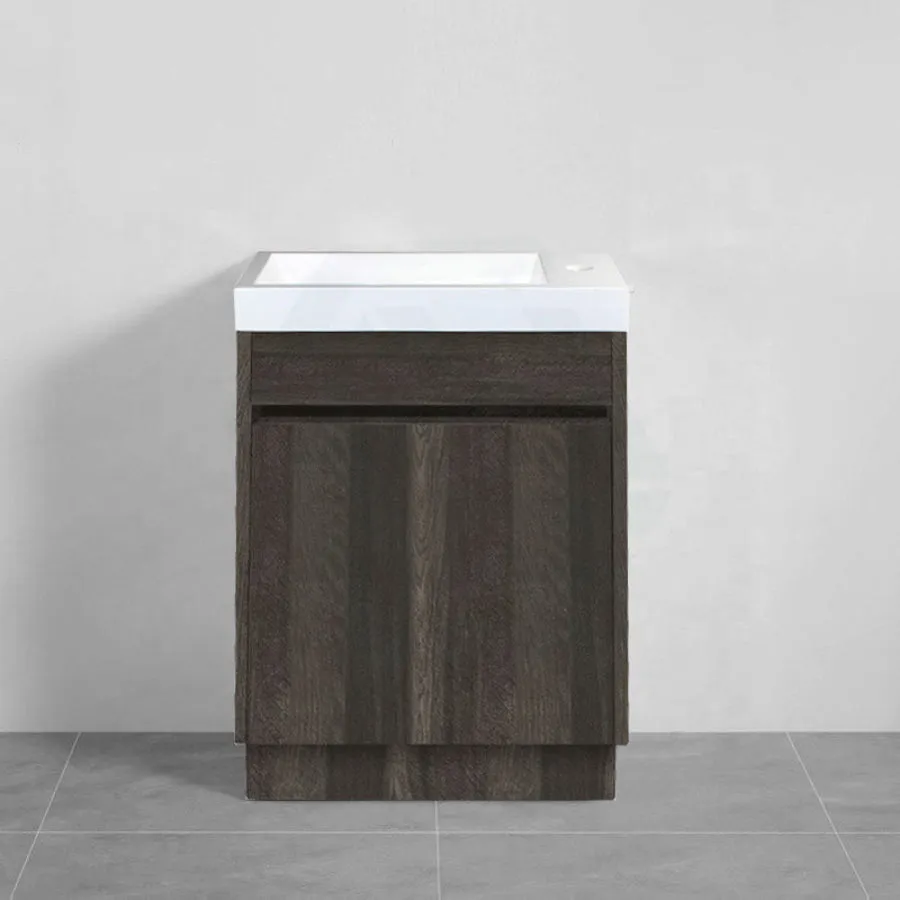 500x250x940mm PVC Filmed Floor Mini Bathroom Vanity Dark Grey Cabinet Ceramic Top Kickboard Freestanding