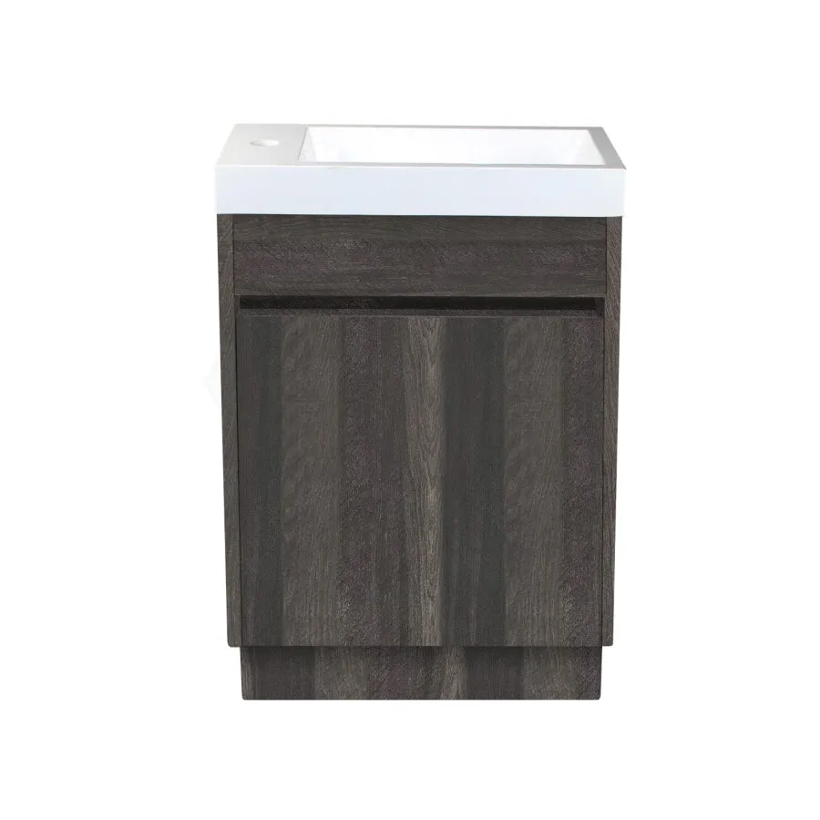 500x250x940mm PVC Filmed Floor Mini Bathroom Vanity Dark Grey Cabinet Ceramic Top Kickboard Freestanding