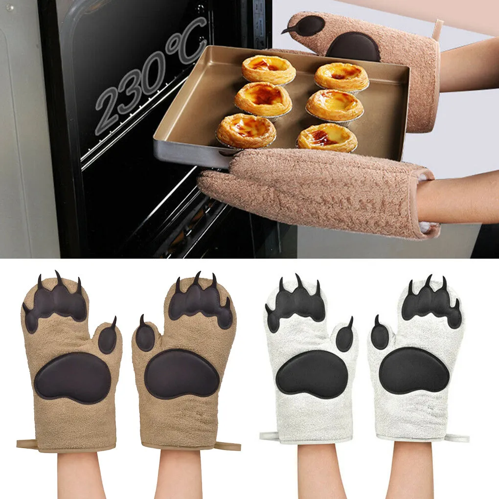 Baking Gloves Microwave Gloves Heat Insulation Gloves Cotton Silicone Insulated Mittens Microwave Oven Silicone Gloves