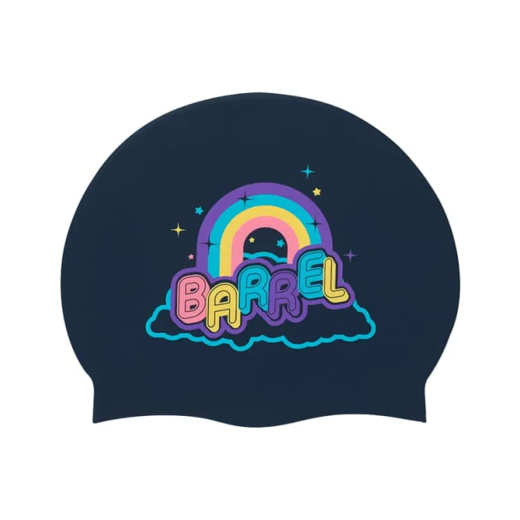 Barrel Rainbow Silicone Swim Cap-NAVY