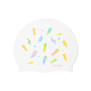 Barrel Thunder Bolt Silicone Swim Cap-WHITE