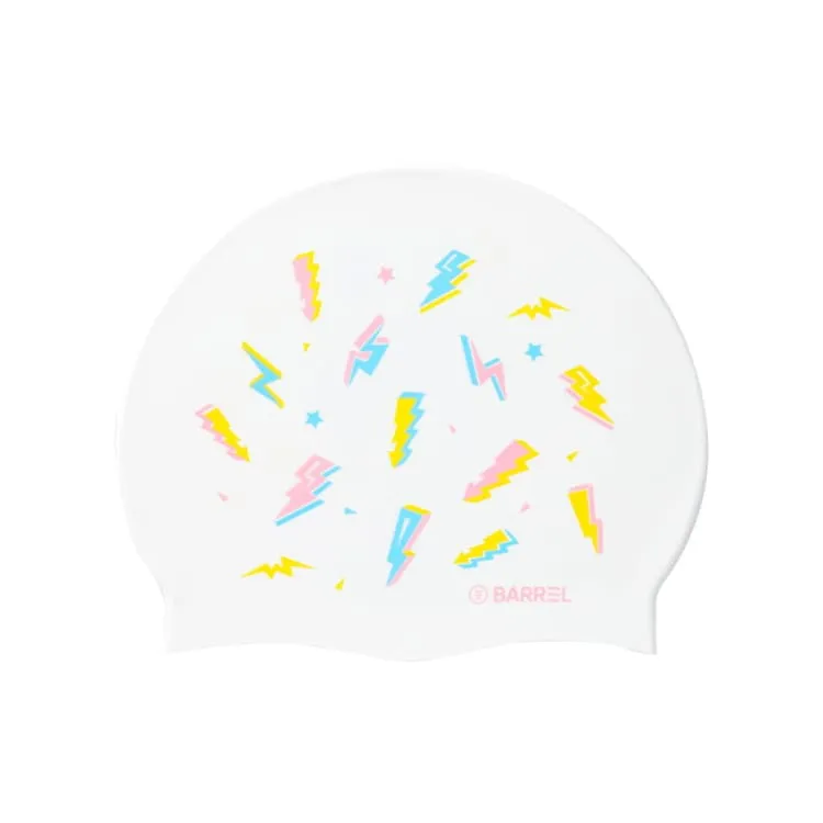 Barrel Thunder Bolt Silicone Swim Cap-WHITE