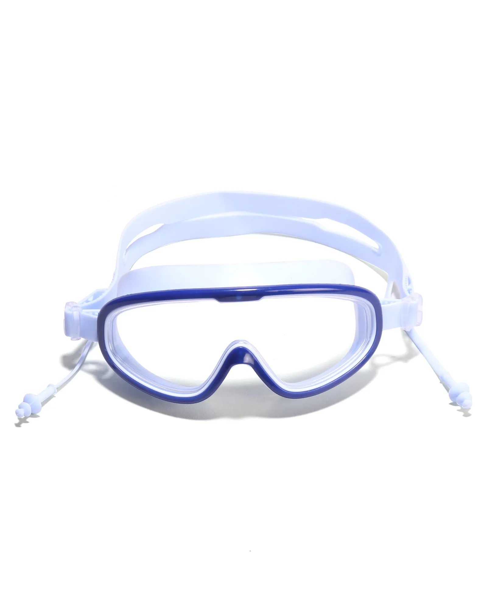 BIG FRAME SWIMMING GOGGLES WITH EAR PLUGS - BLUE