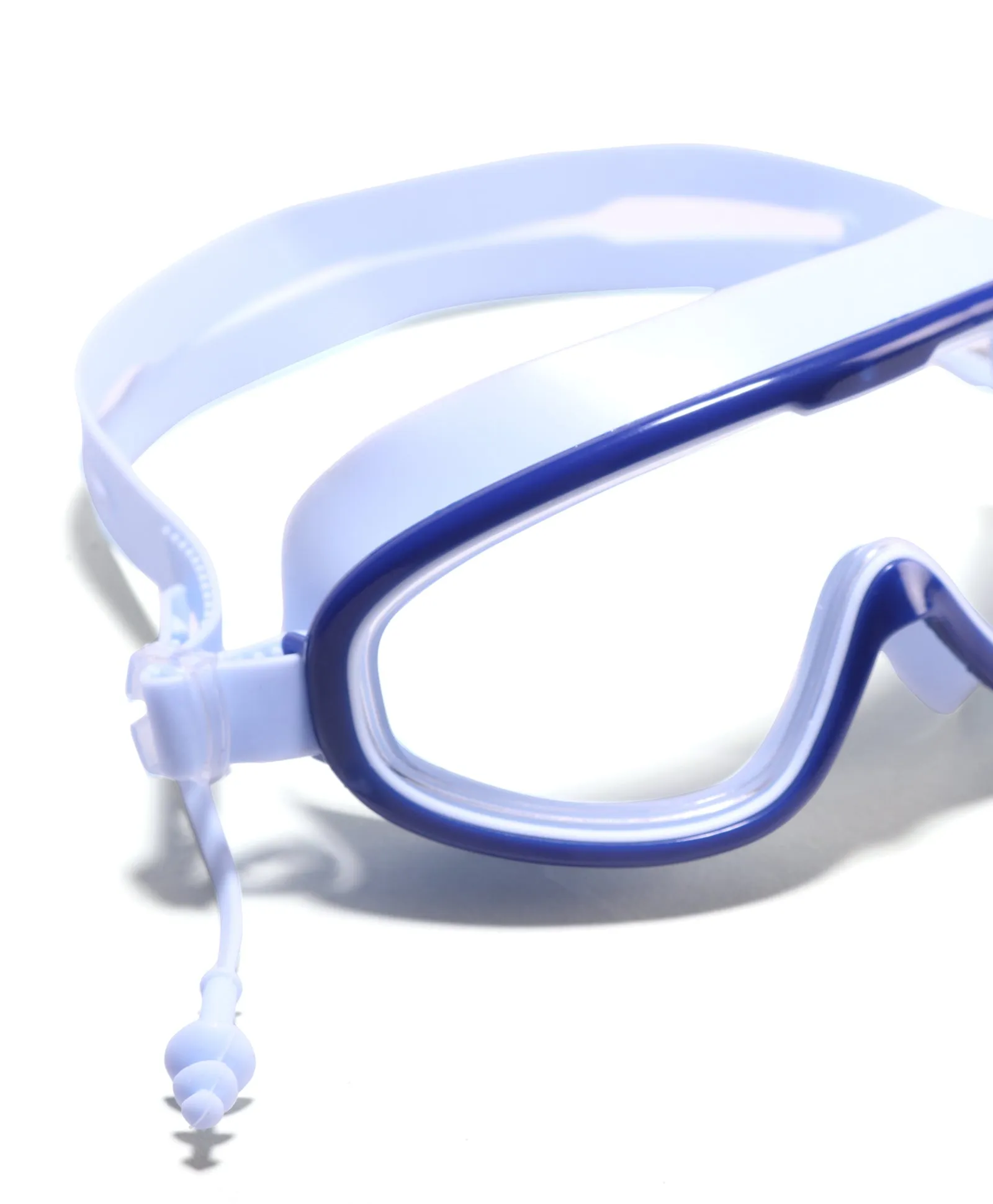 BIG FRAME SWIMMING GOGGLES WITH EAR PLUGS - BLUE