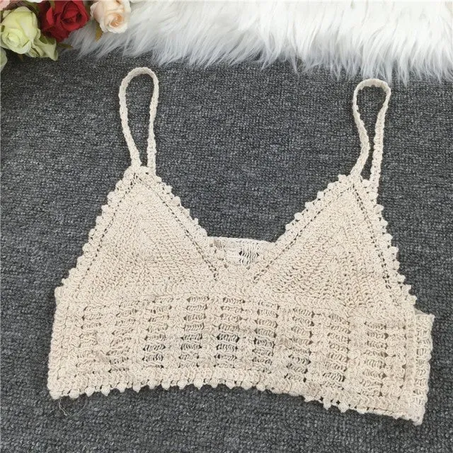 Boho Bohemian Summer Crochet Top Bikini Top Built in Bra