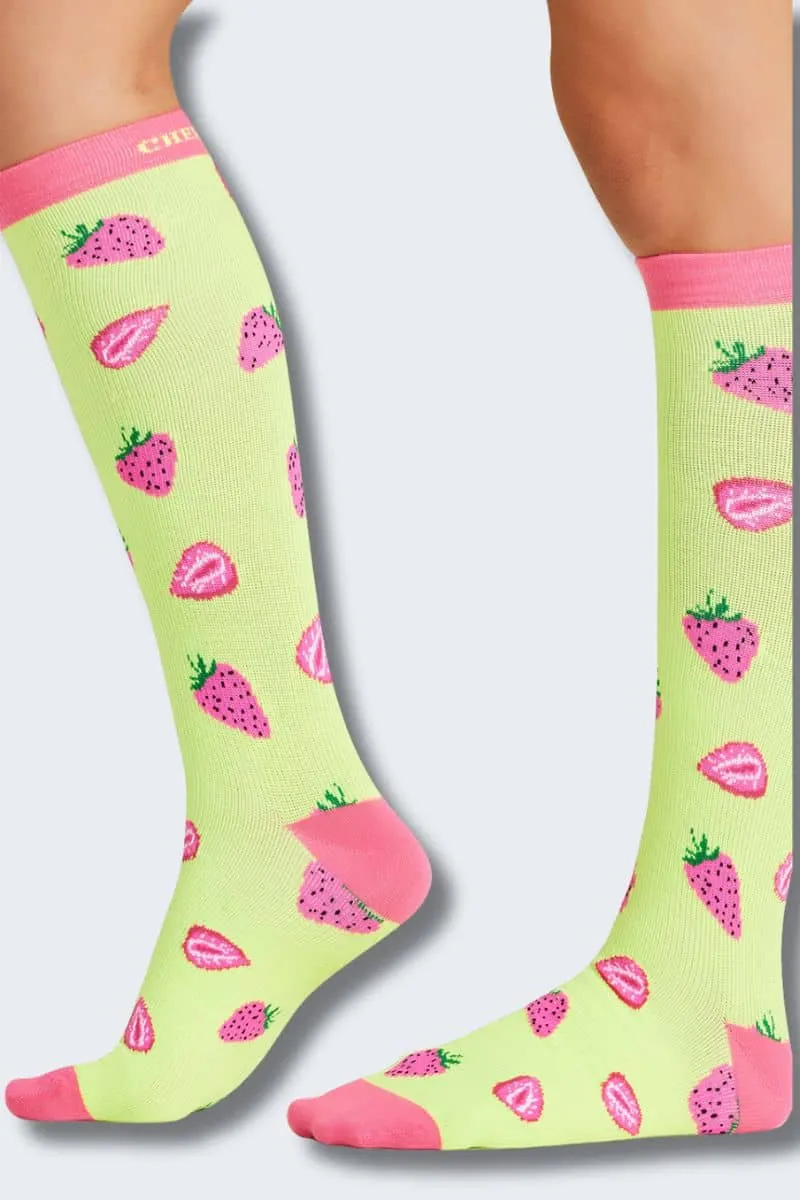 Cherokee Women's 10-15mmHg Strawberry Patch Support Socks