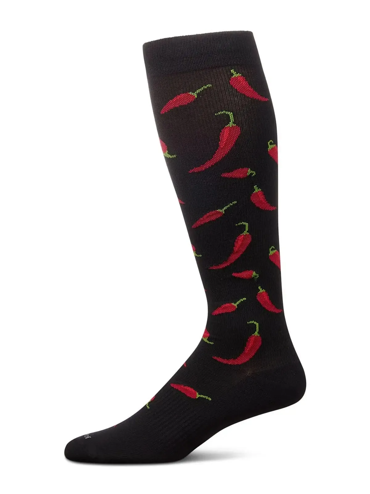 Chili Peppers (Black) Large Bamboo Compression Socks