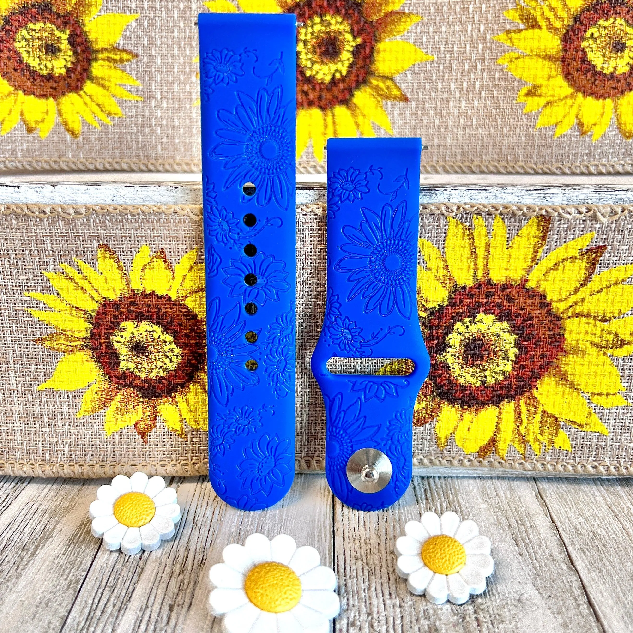 Engraved Sunflower Silicone Band For Samsung Watch Two Colors Available