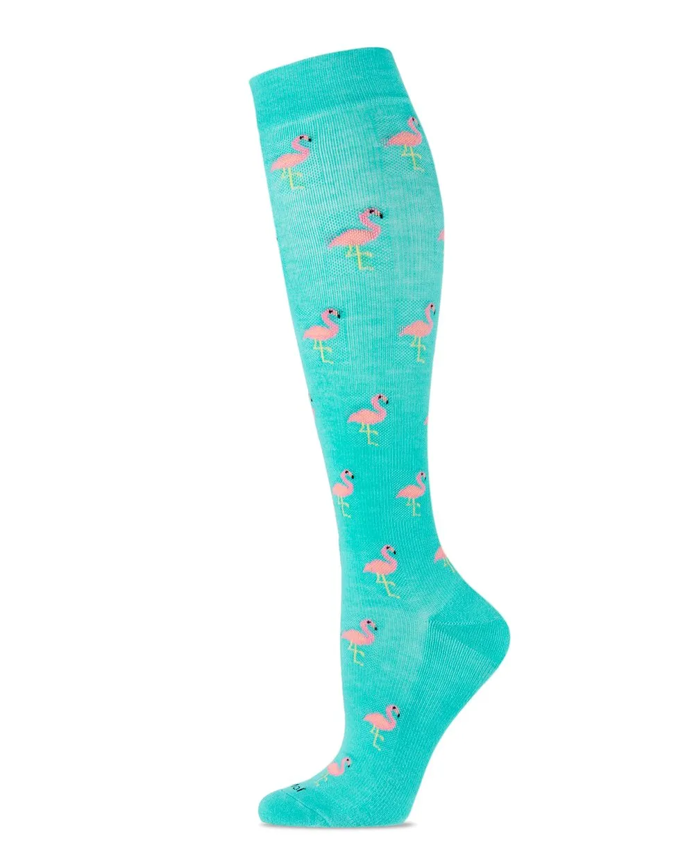 Fancy Flamingos (Teal/Aqua) Bamboo Compression Socks