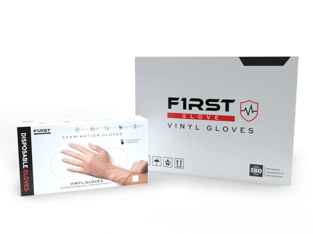 First Glove 4 Mil Clear Vinyl Exam Disposable Medical Gloves