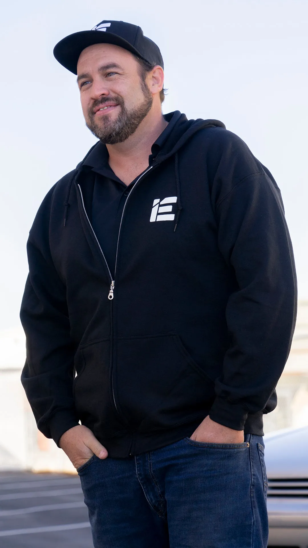 IE Full Zip Logo Hoodie in Black