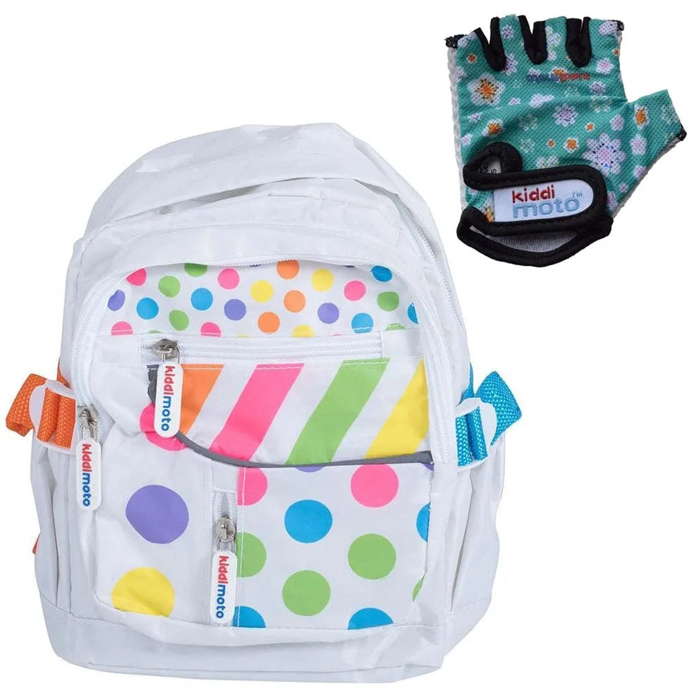 Kiddimoto Backpack Small Pastel Dotty with Fleur Gloves