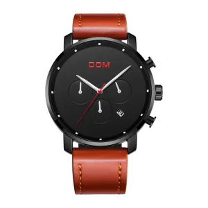 Leather waterproof casual belt watch