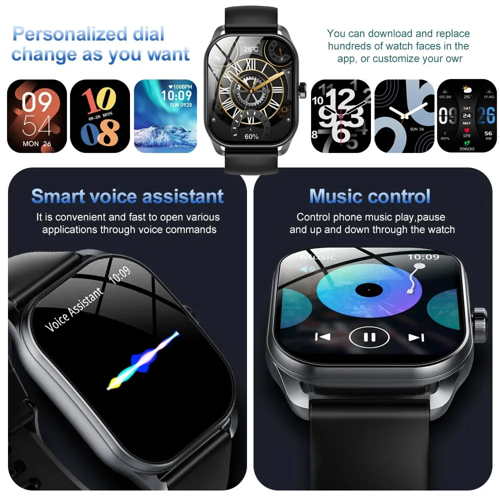 Men2.01 Smart Watch(Curved Screen) IP67 Waterproof Smartwatch Black