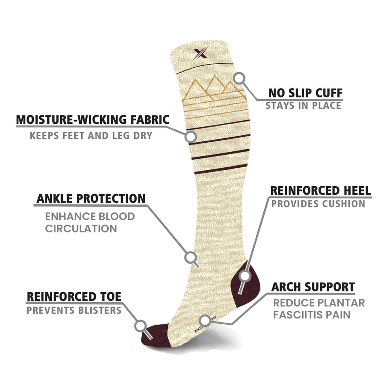 Merino Wool Mountain Scene Compression Socks