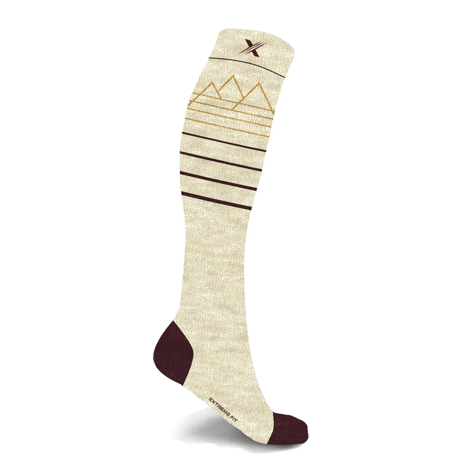 Merino Wool Mountain Scene Compression Socks