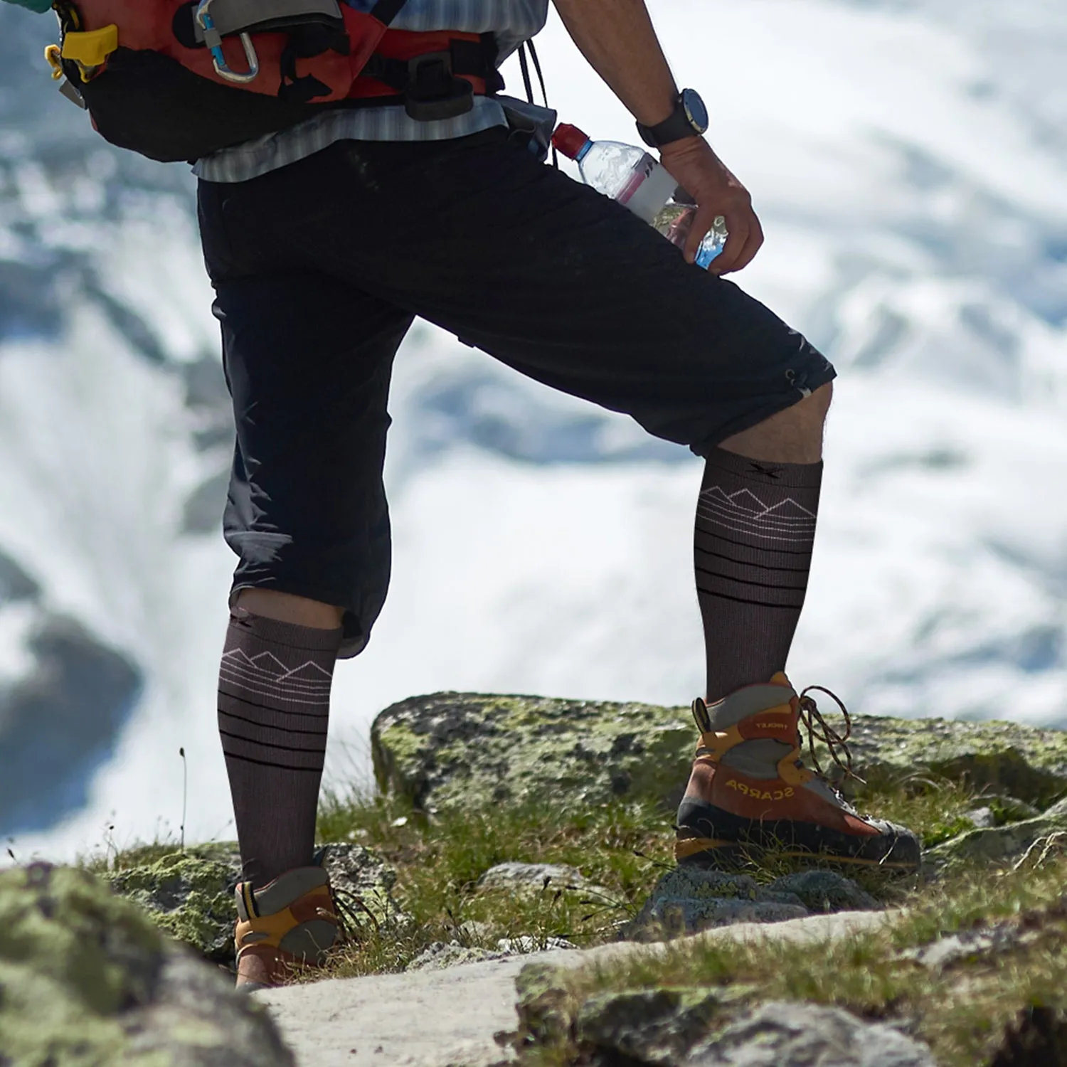 Merino Wool Mountain Scene Compression Socks