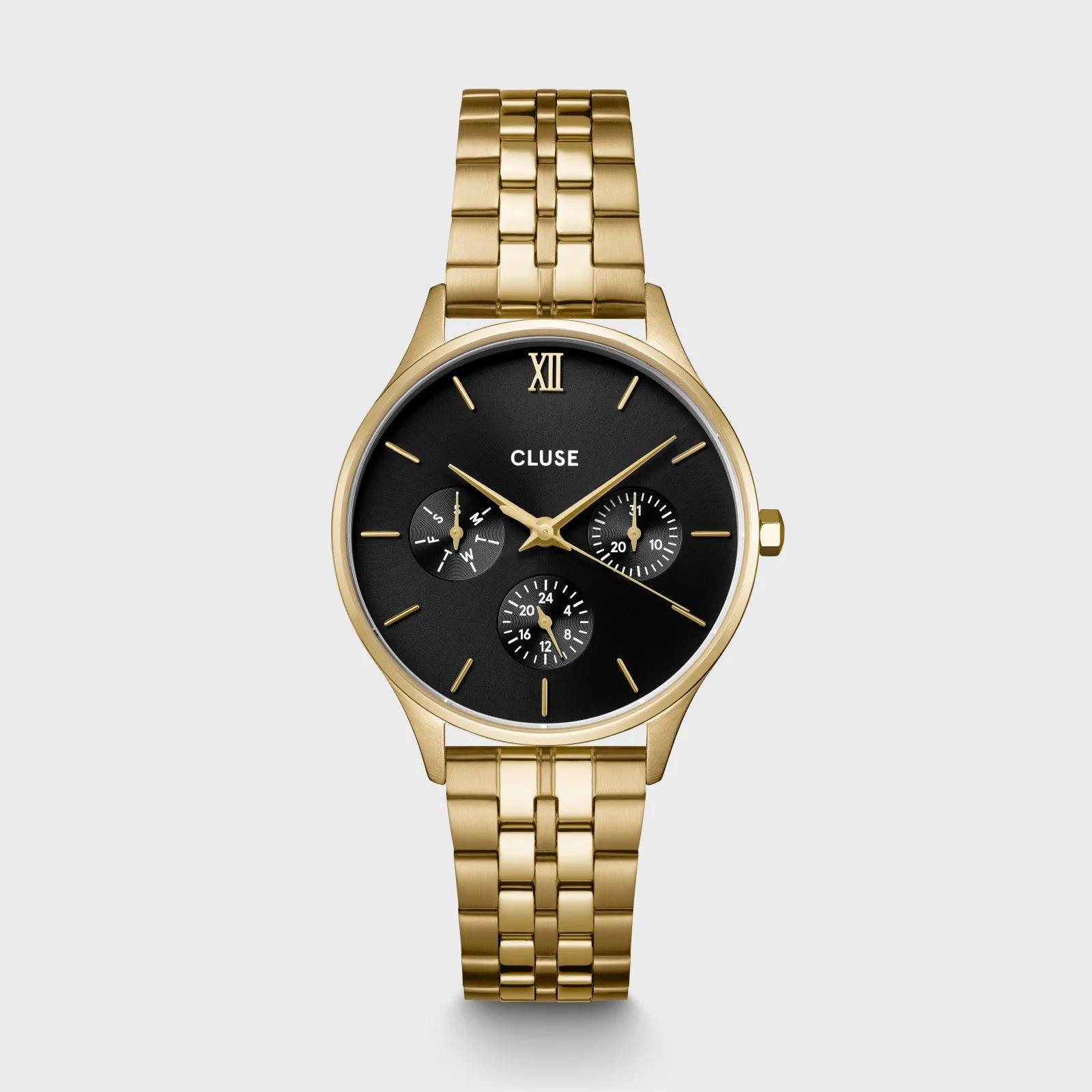 Minuit Multifunction Watch Steel, Black, Gold Colour