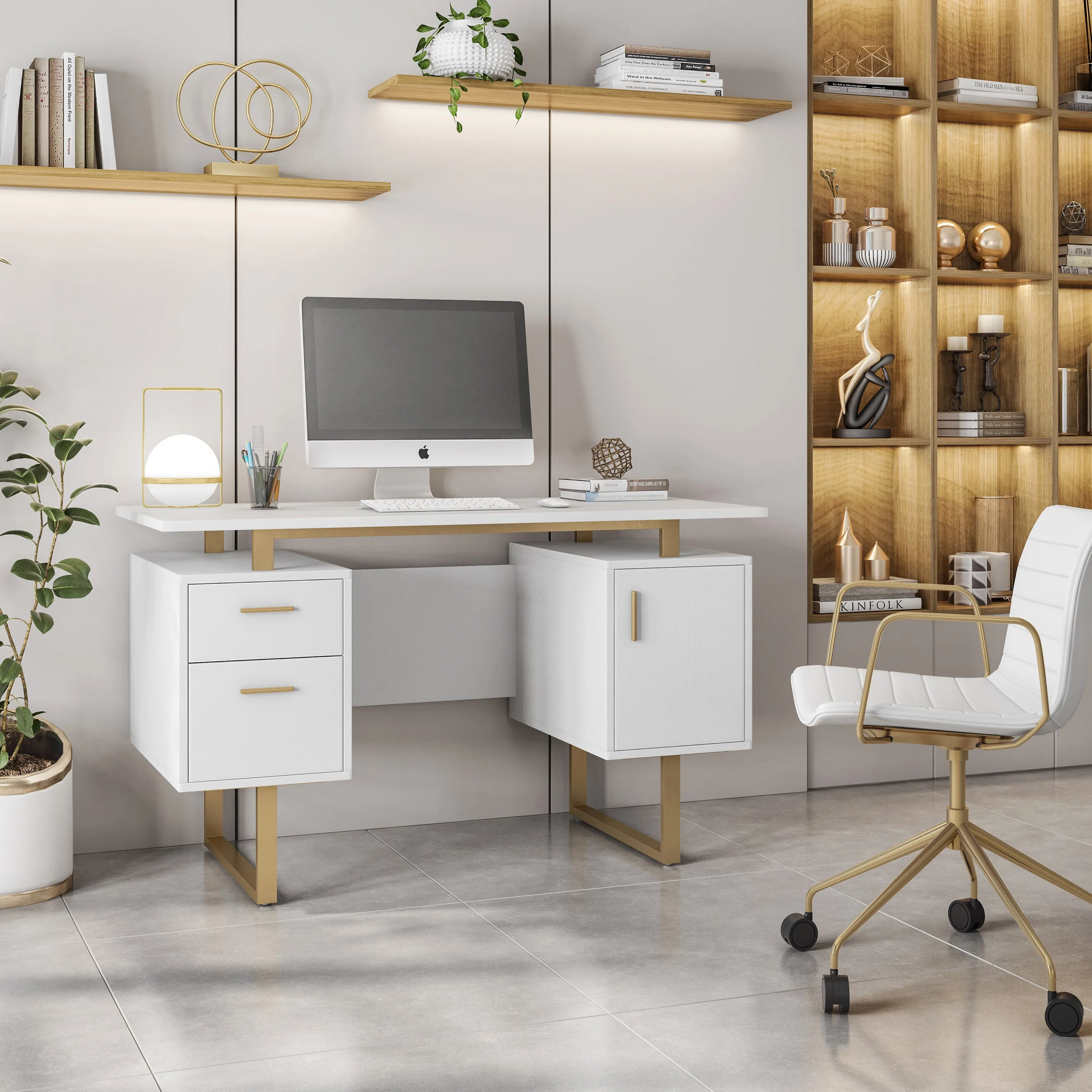 Modern Office Desk with Storage