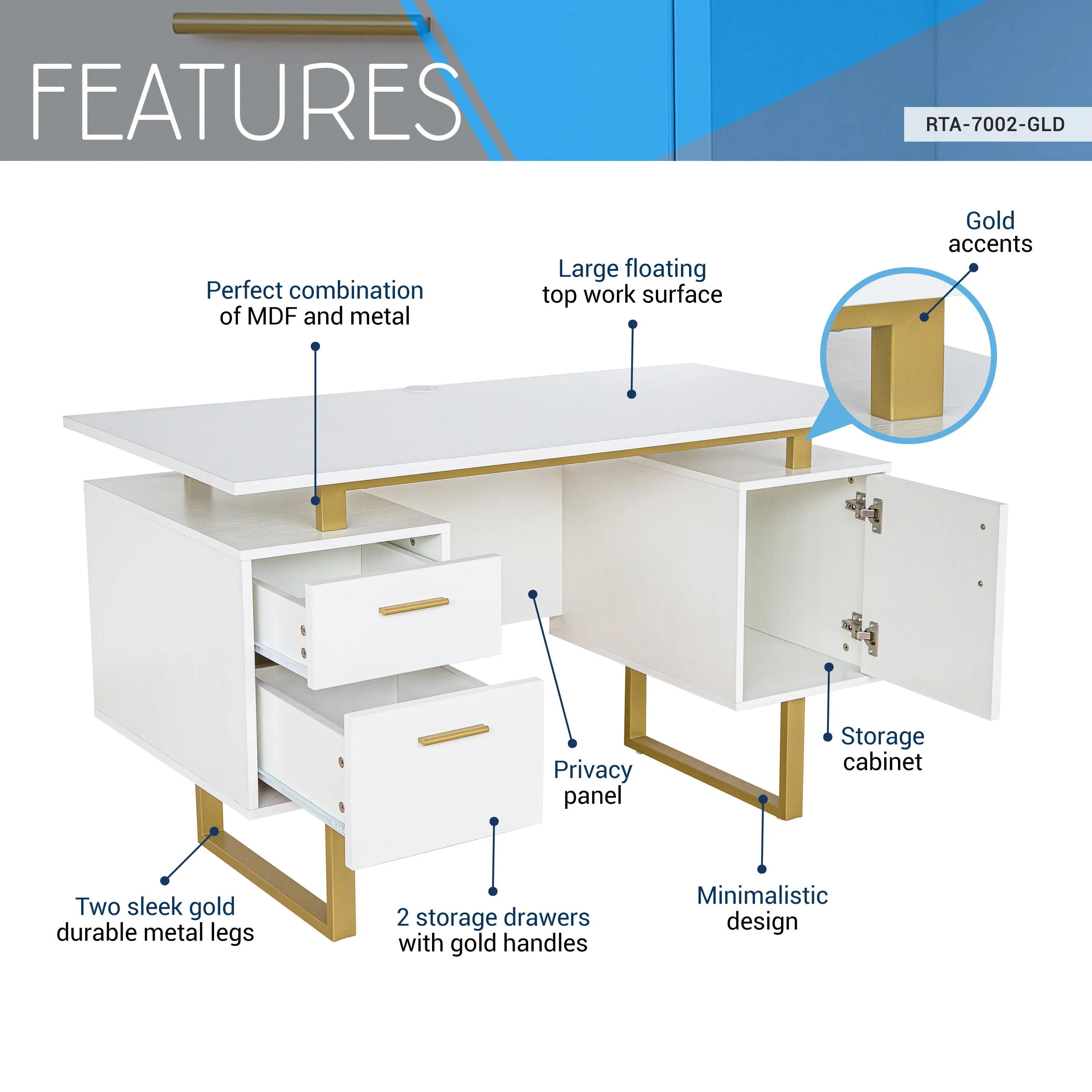 Modern Office Desk with Storage