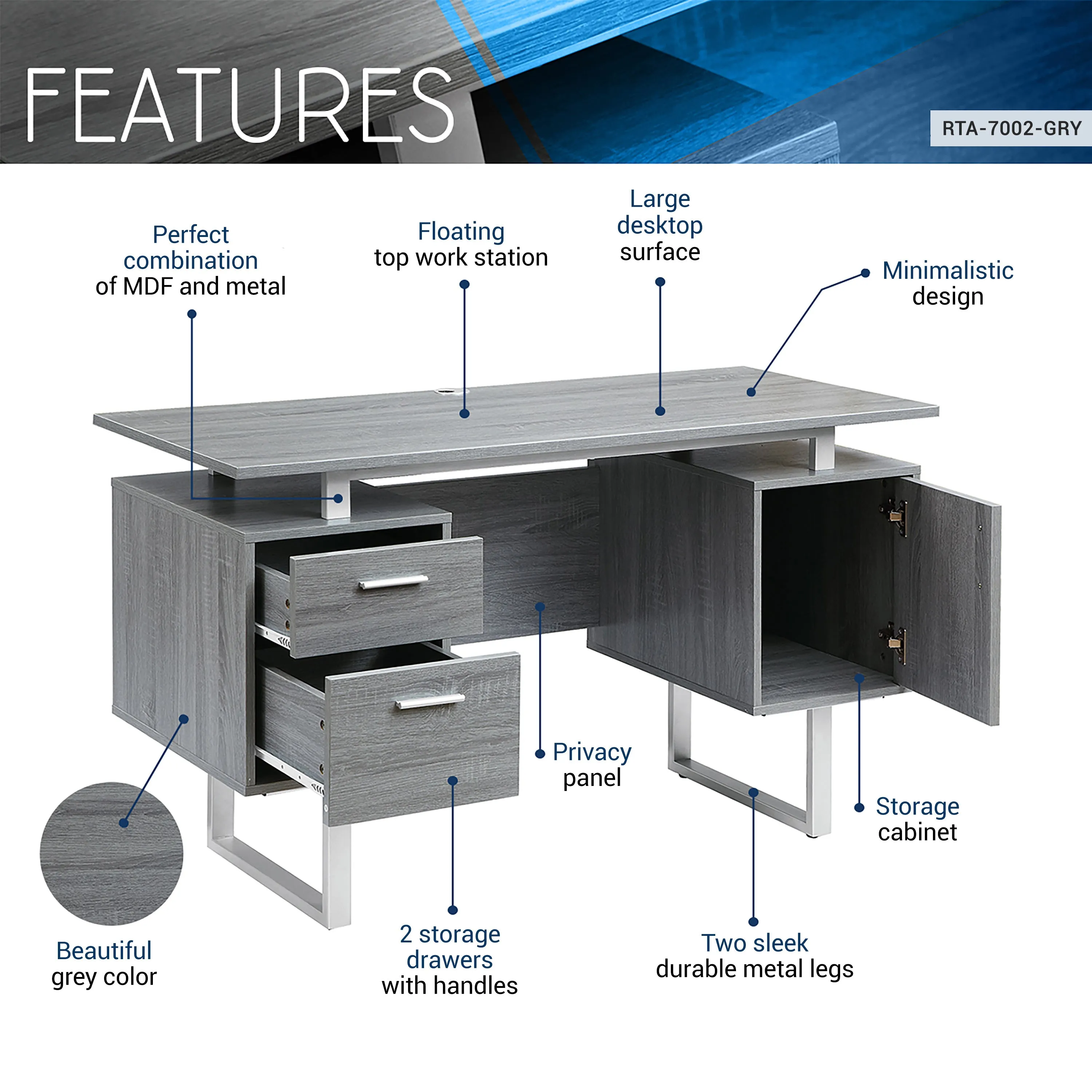 Modern Office Desk with Storage