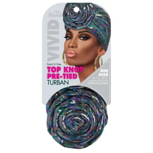 Ms. Remi Vivid Top Knot Pre-Tied Turban Platinum Leopard