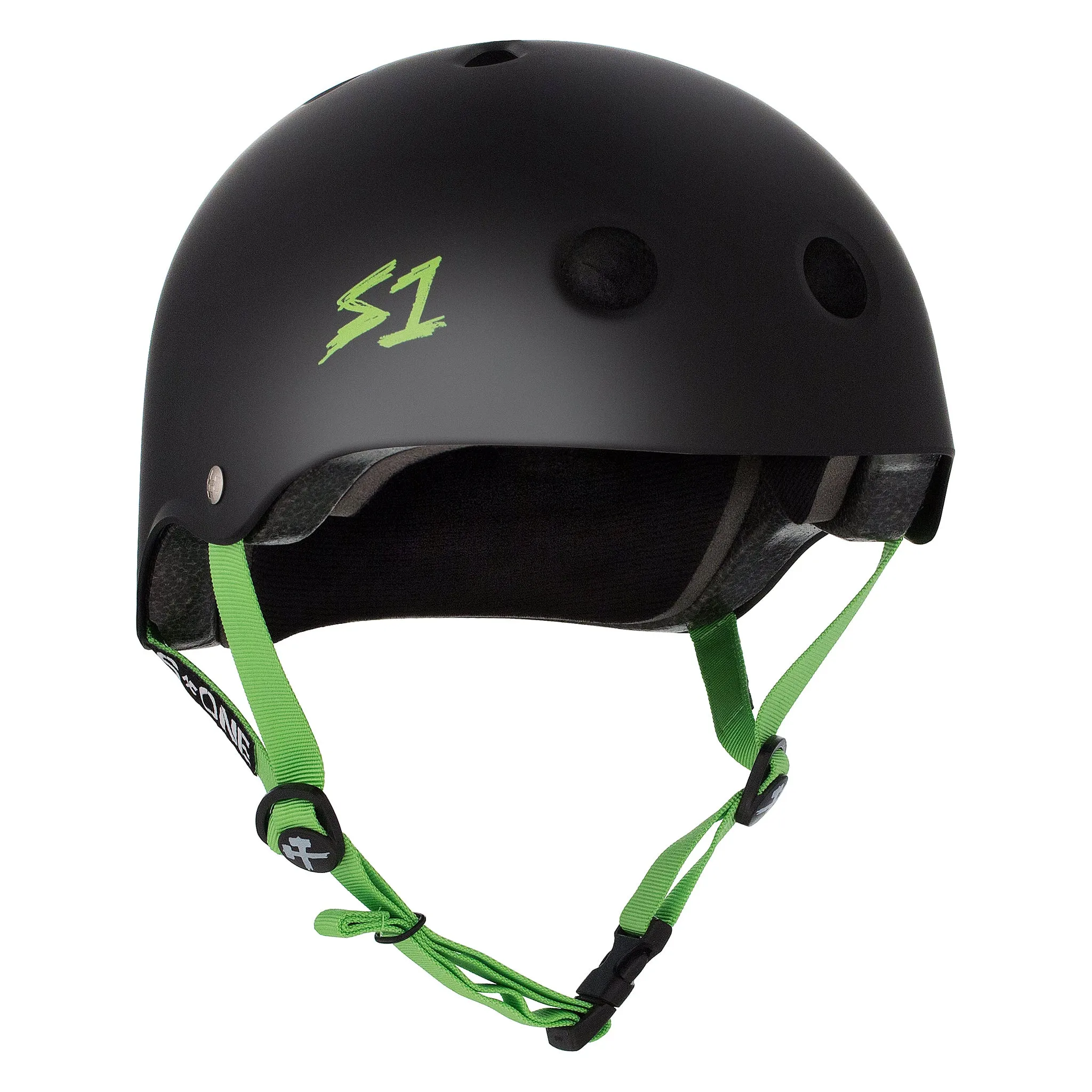 S1 Lifer Helmet - Black Matte W/ Bright Green Straps