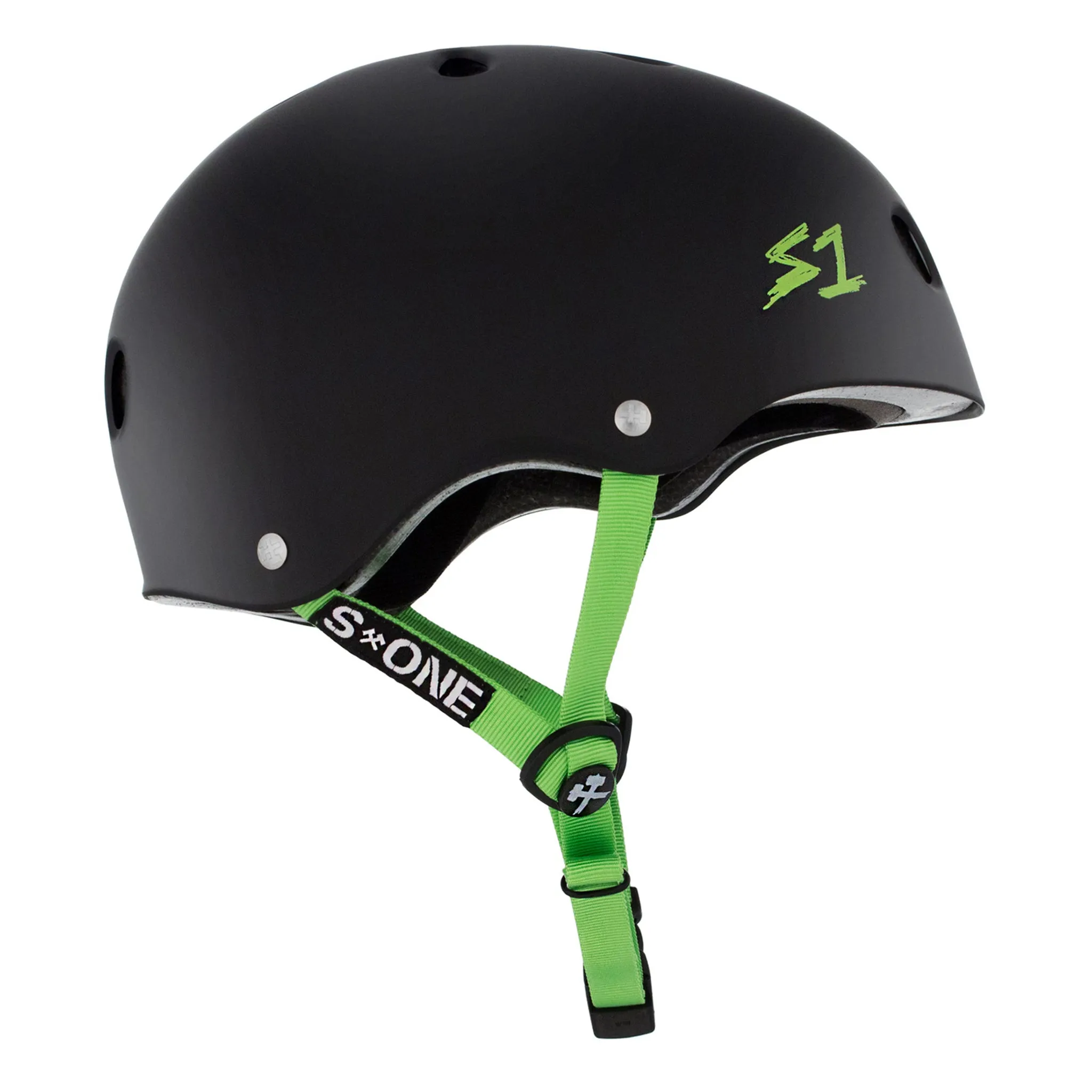 S1 Lifer Helmet - Black Matte W/ Bright Green Straps