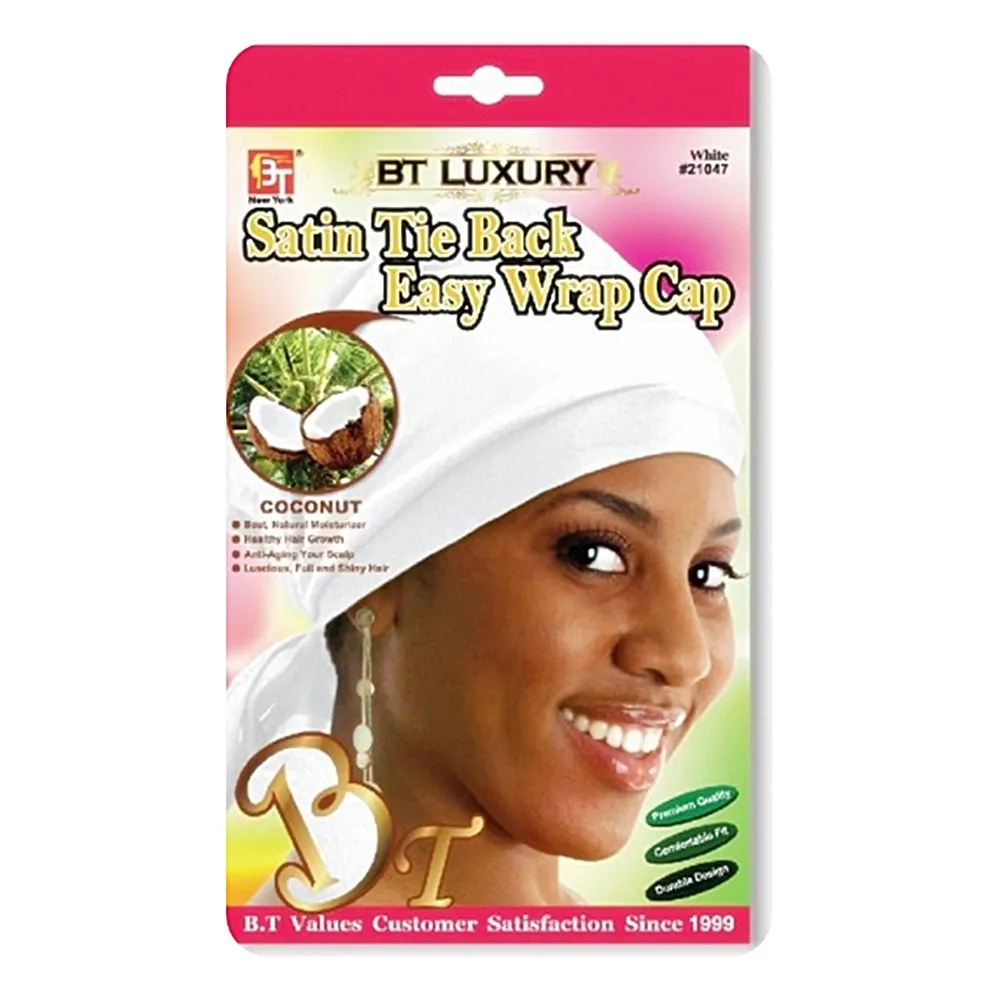 Satin Tie Back Easy Wrap Cap - Coconut Oil Treated