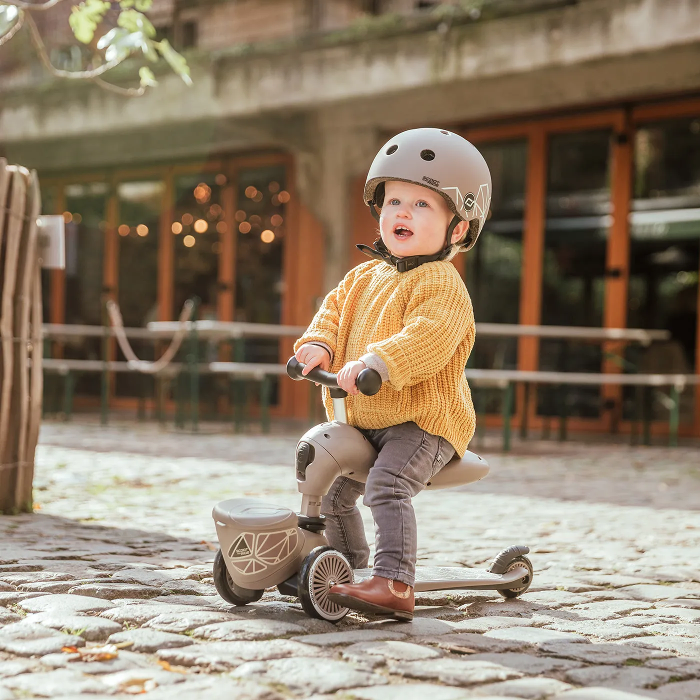 Scoot and Ride 2 in 1 Balance Bike / Scooter - Highway Kick 1 Lifestyle in Brown Lines