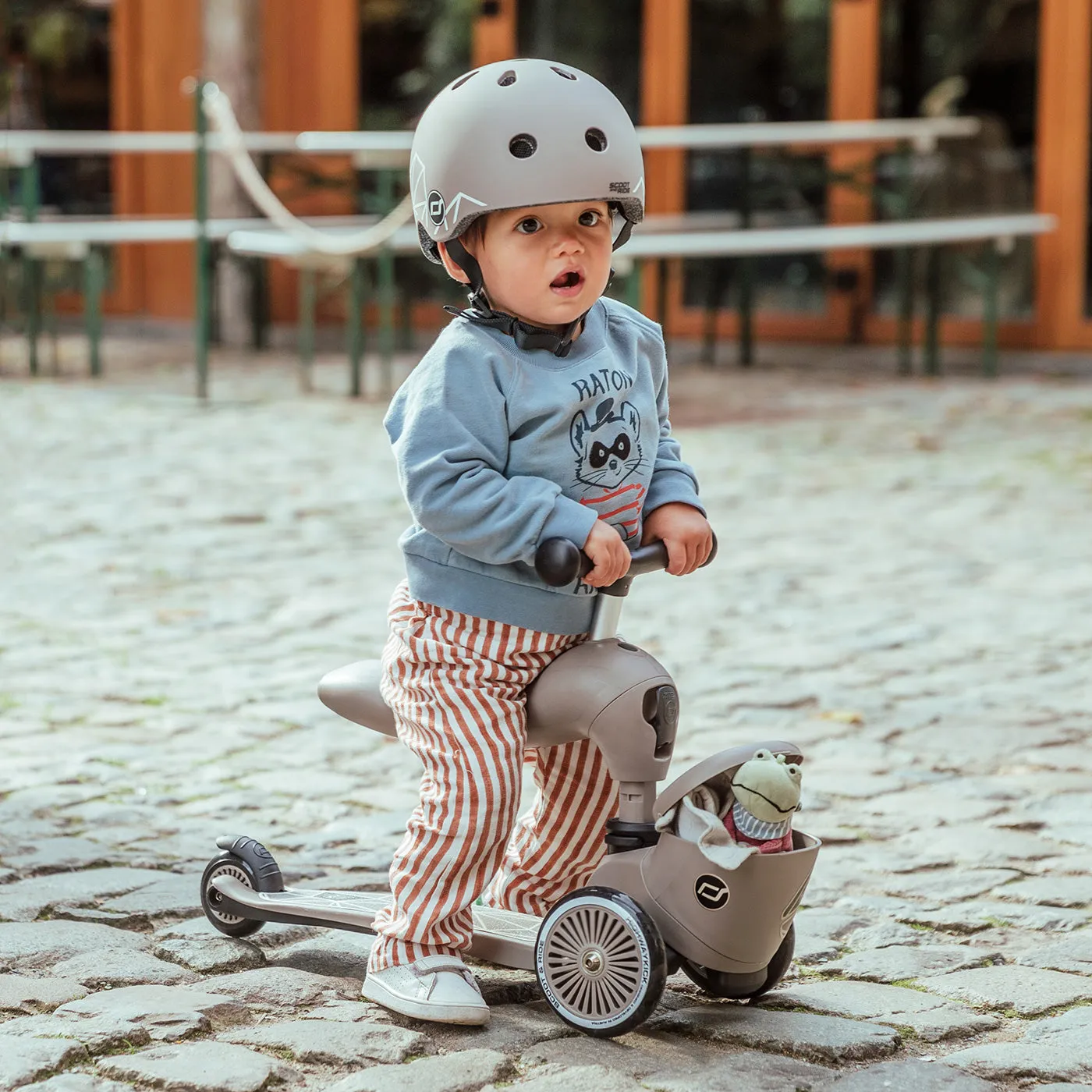 Scoot and Ride 2 in 1 Balance Bike / Scooter - Highway Kick 1 Lifestyle in Brown Lines