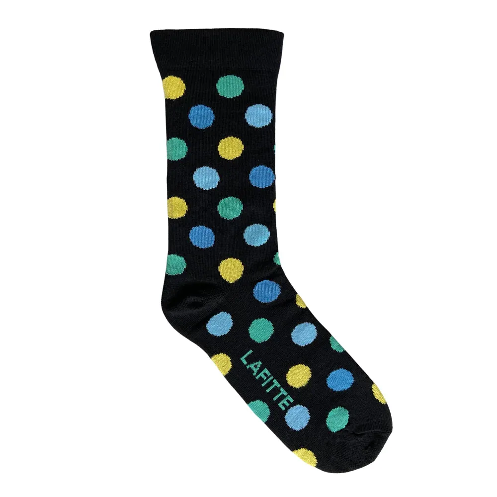 Spot Loose Top Organic Cotton Crew Socks in Black - Aussie Made