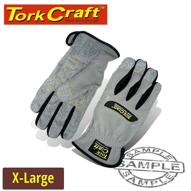 TORK CRAFT MECHANICS GLOVE X LARGE SYNTHETIC LEATHER PALM SPANDEX BACK GL13