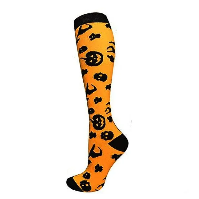 Unisex Elastic Sugar Skull Sports Pressure Compression Stockings