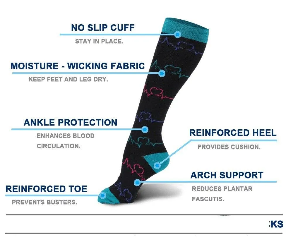 Unisex Elastic Sugar Skull Sports Pressure Compression Stockings