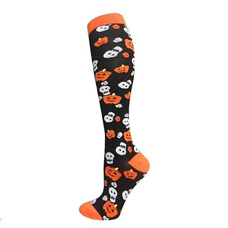 Unisex Elastic Sugar Skull Sports Pressure Compression Stockings