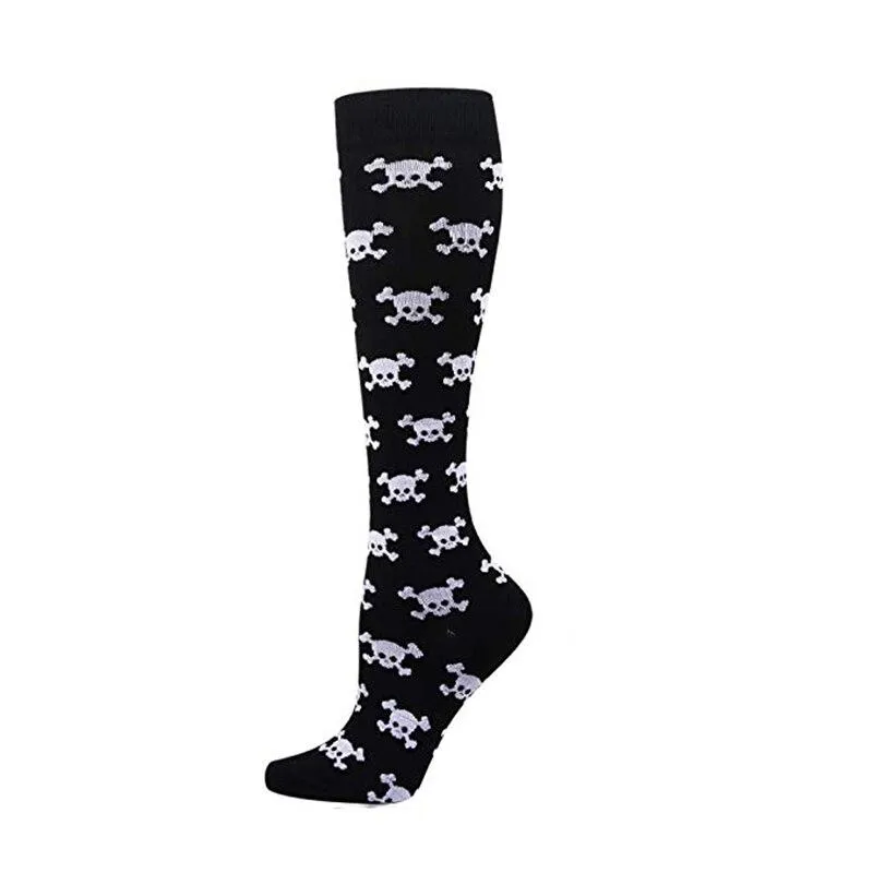 Unisex Elastic Sugar Skull Sports Pressure Compression Stockings