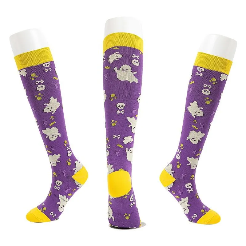 Unisex Elastic Sugar Skull Sports Pressure Compression Stockings