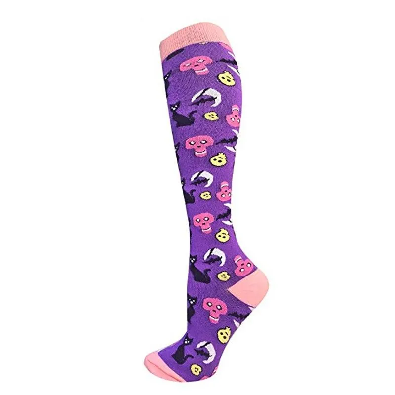 Unisex Elastic Sugar Skull Sports Pressure Compression Stockings