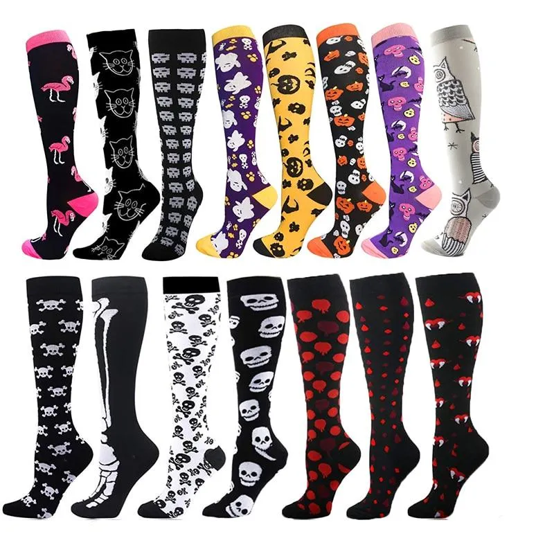 Unisex Elastic Sugar Skull Sports Pressure Compression Stockings