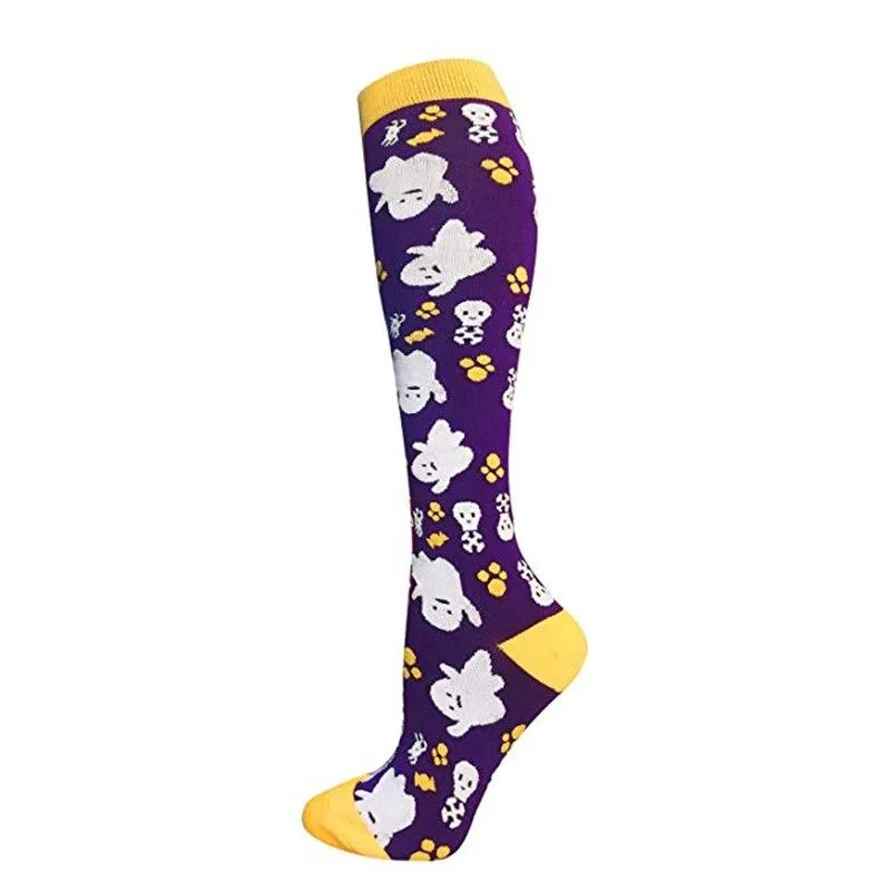 Unisex Elastic Sugar Skull Sports Pressure Compression Stockings