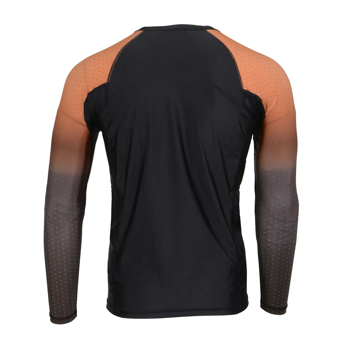 X-Fitness XFM7000 Men's Black and Brown Long Sleeve Compression Rash Guard Athletic Shirt- MMA, BJJ, Wrestling, Cross Training