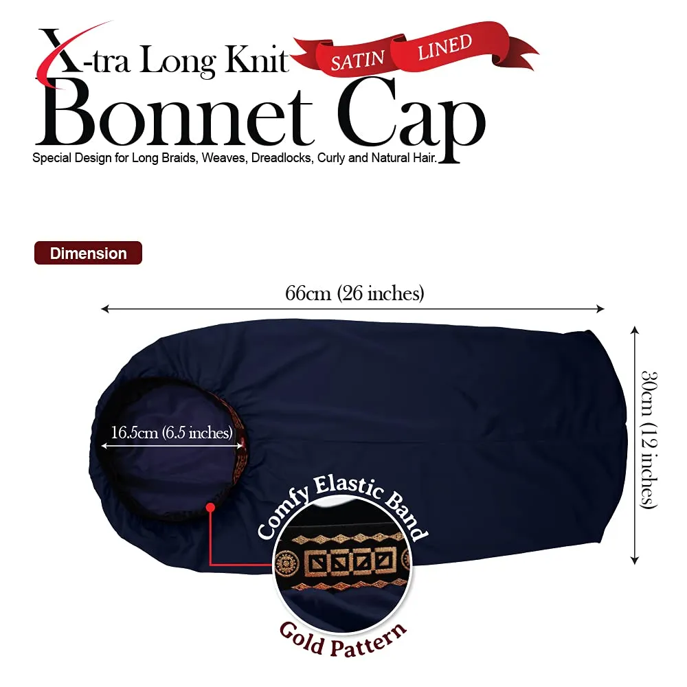 X-TRA LONG KNIT BONNET CAP (SATIN LINED)