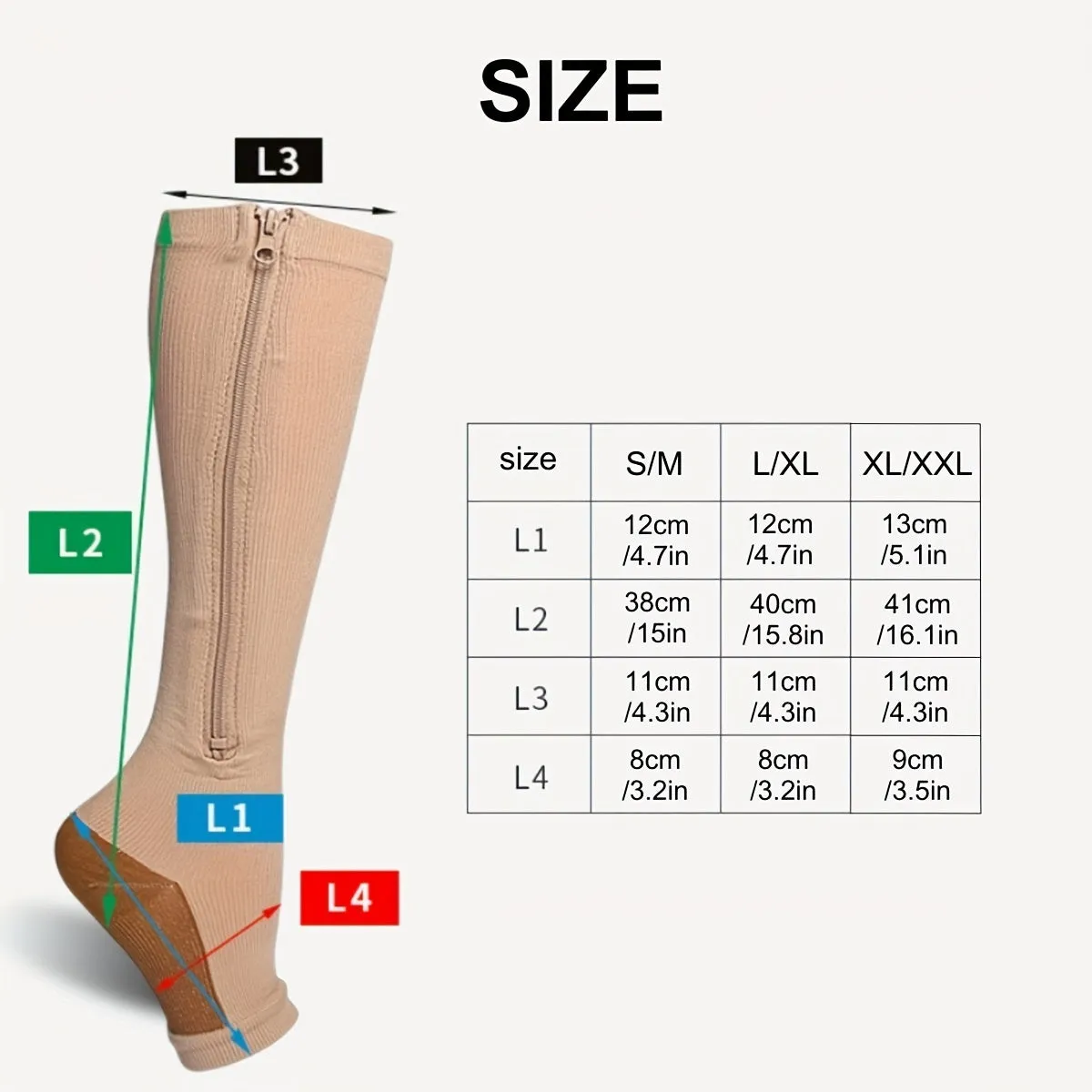 Zippered Compression Socks for Swelling Relief  Men  Women